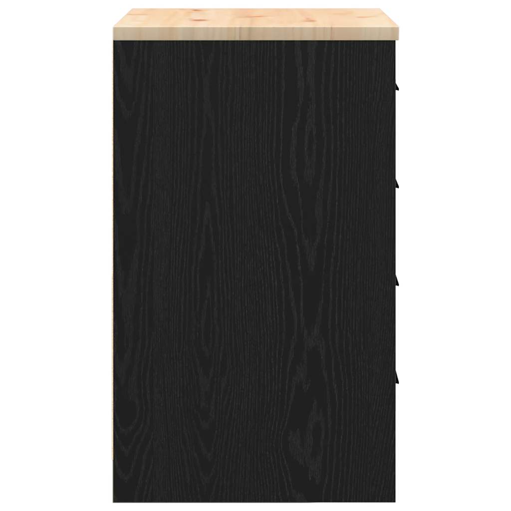 Garage Storage Cabinet Black 60x51x85 cm Solid Wood Pine