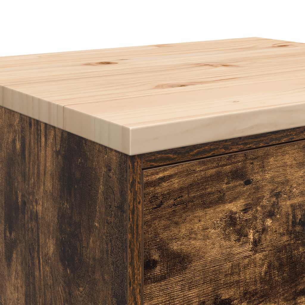 Garage Storage Cabinet Smoked Oak 60x51x85 cm Solid Wood Pine