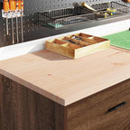 Garage Storage Cabinet Brown Oak 60x51x85 cm Solid Wood Pine