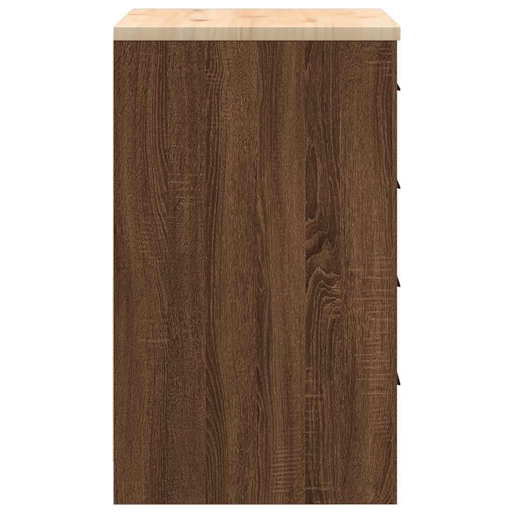 Garage Storage Cabinet Brown Oak 60x51x85 cm Solid Wood Pine
