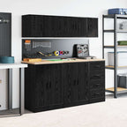 Garage Wall Cabinet Black Engineered Wood