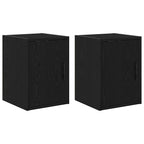 Garage Wall Cabinets 2 pcs Black Engineered Wood