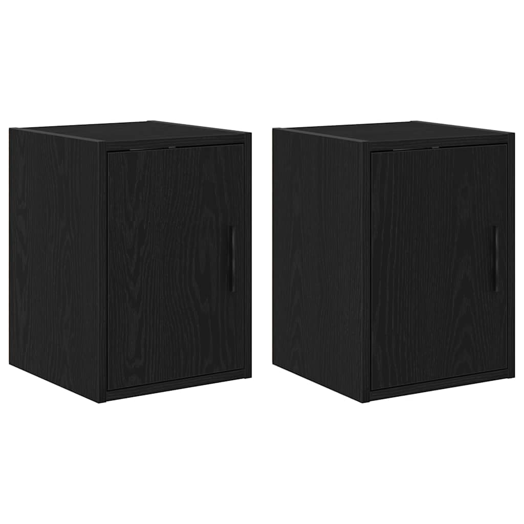 Garage Wall Cabinets 2 pcs Black Engineered Wood