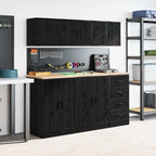 Garage Wall Cabinets 2 pcs Black Engineered Wood