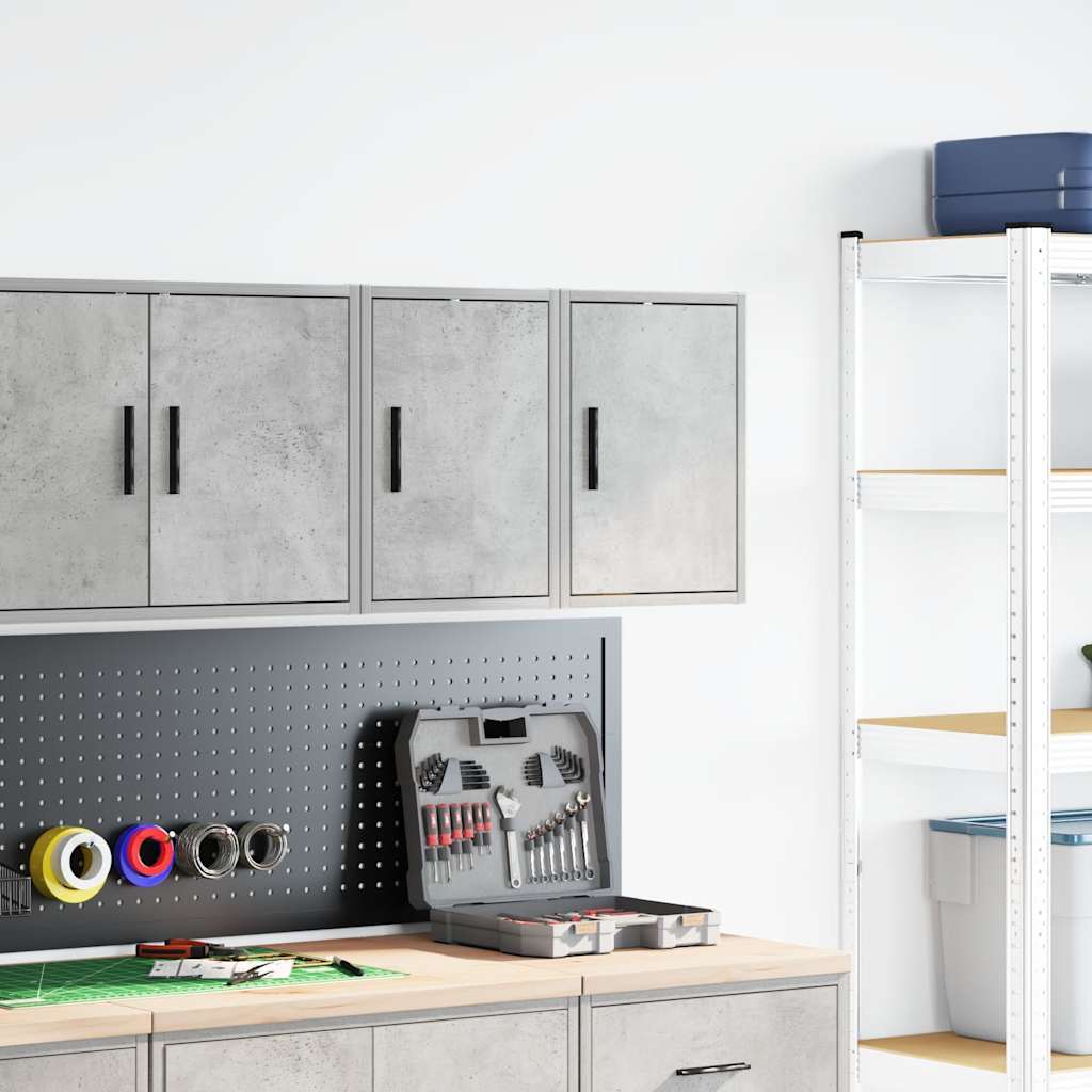 Garage Wall Cabinets 2 pcs Concrete Grey Engineered Wood