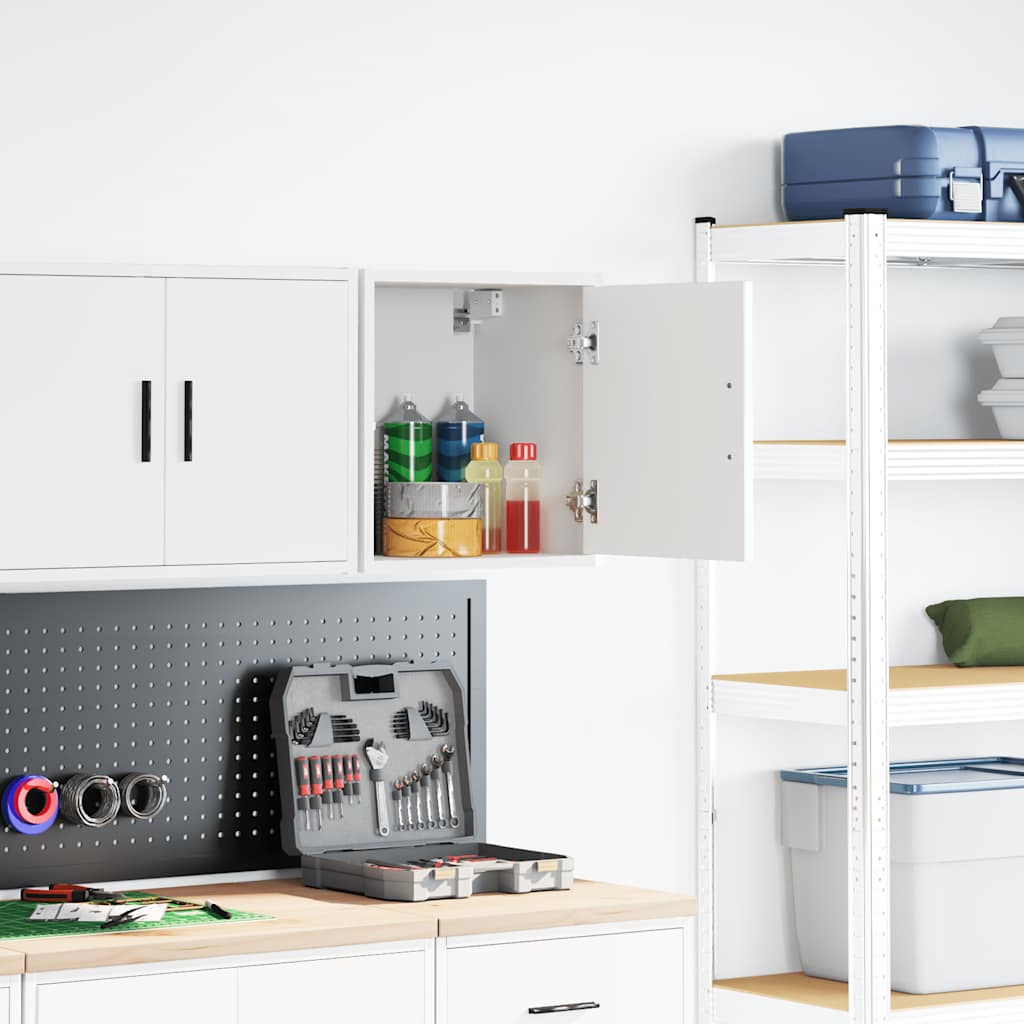 Garage Wall Cabinet White Engineered Wood
