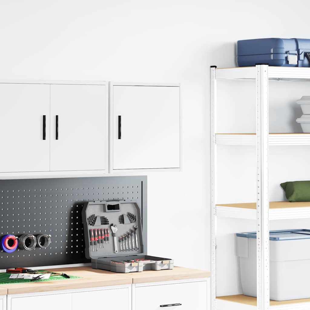 Garage Wall Cabinet White Engineered Wood