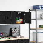 Garage Wall Cabinet Black Engineered Wood