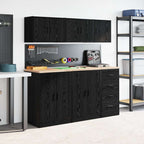 Garage Wall Cabinet Black Engineered Wood