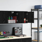 Garage Wall Cabinets 2 pcs Black Engineered Wood