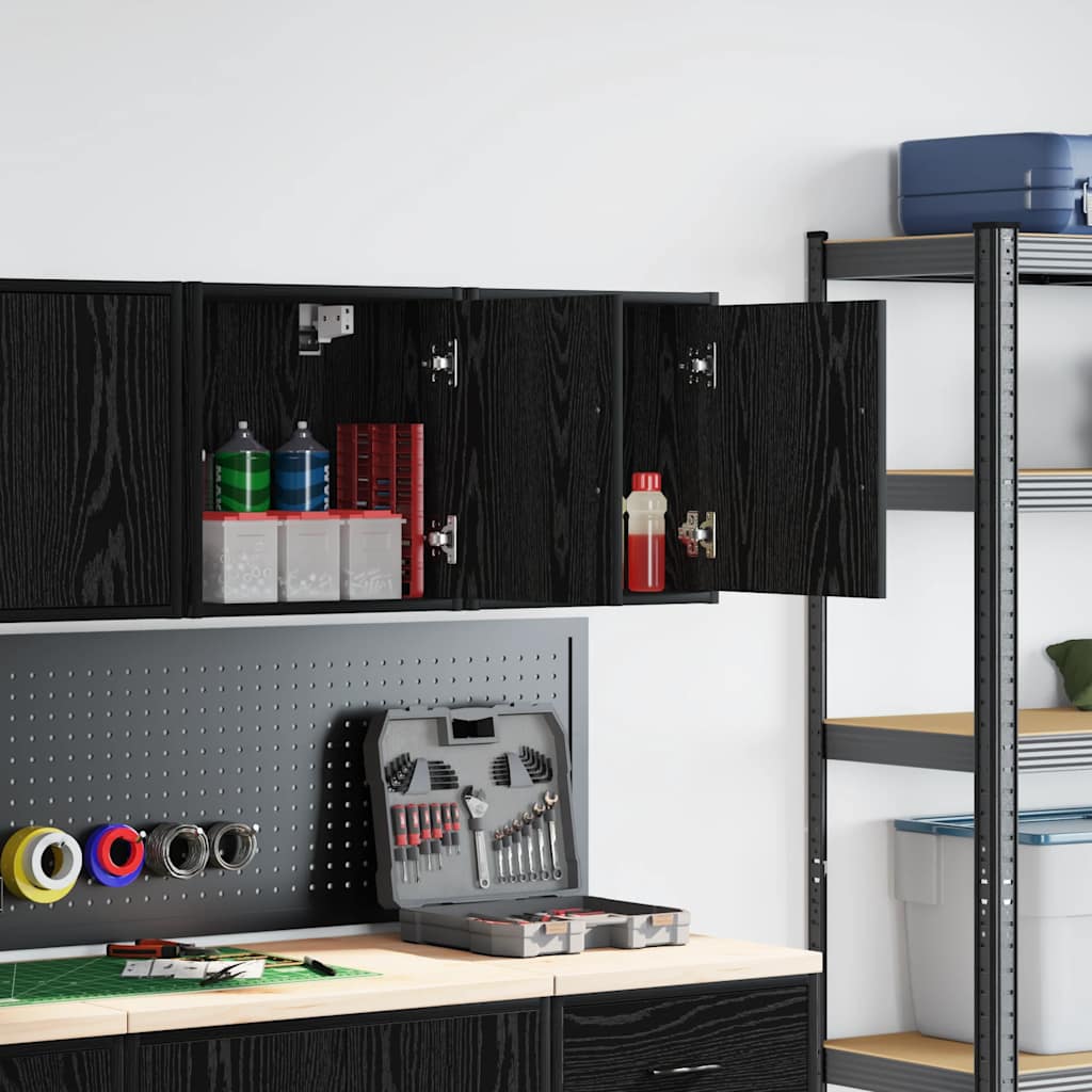 Garage Wall Cabinets 2 pcs Black Engineered Wood