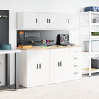 Garage Wall Cabinets 2 pcs White Engineered Wood