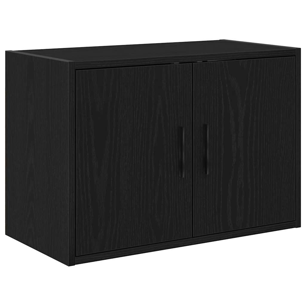 Garage Wall Cabinet Black Engineered Wood
