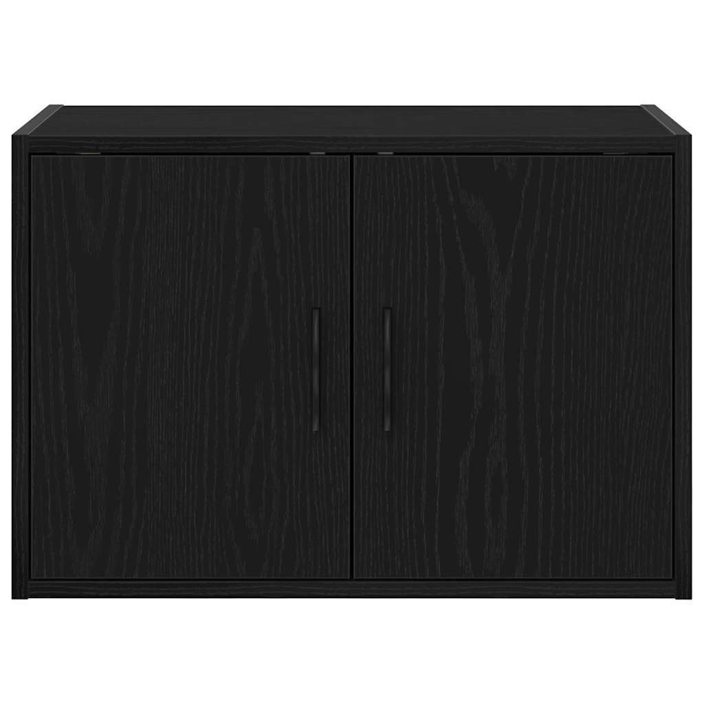 Garage Wall Cabinet Black Engineered Wood