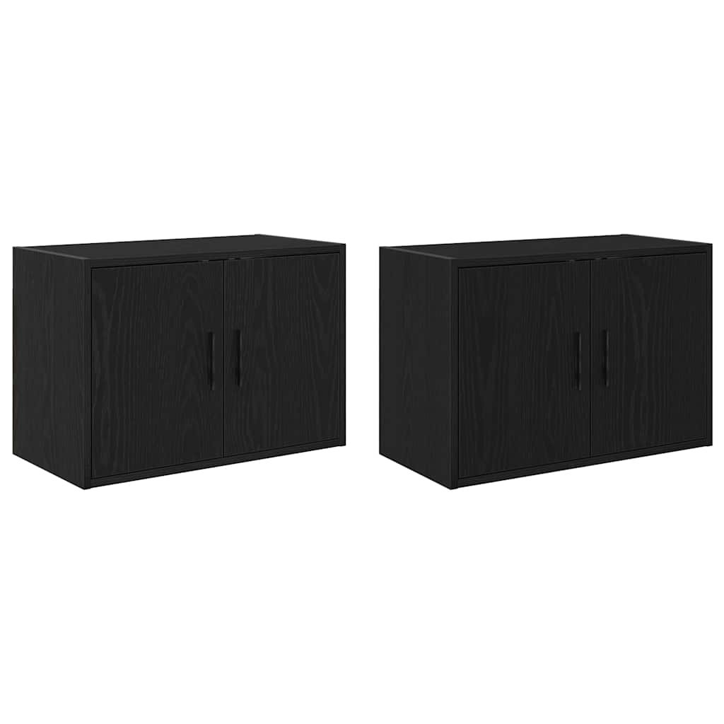 Garage Wall Cabinets 2 pcs Black Engineered Wood