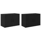 Garage Wall Cabinets 2 pcs Black Engineered Wood