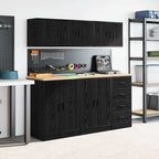 Garage Wall Cabinets 2 pcs Black Engineered Wood