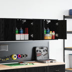 Garage Wall Cabinets 2 pcs Black Engineered Wood