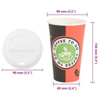 Paper Coffee Cups with Lids 1000 pcs 16oz 400ml