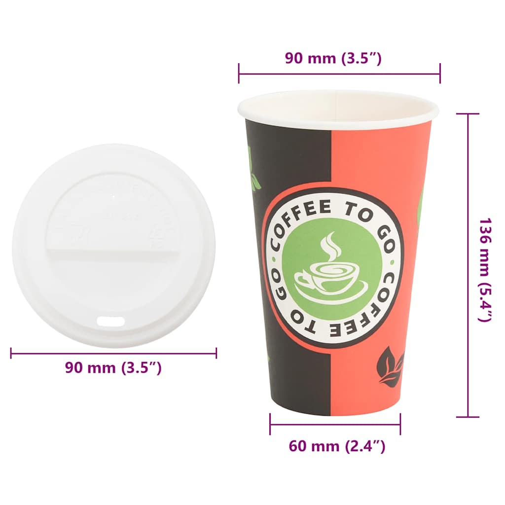 Paper Coffee Cups with Lids 1000 pcs 16oz 400ml