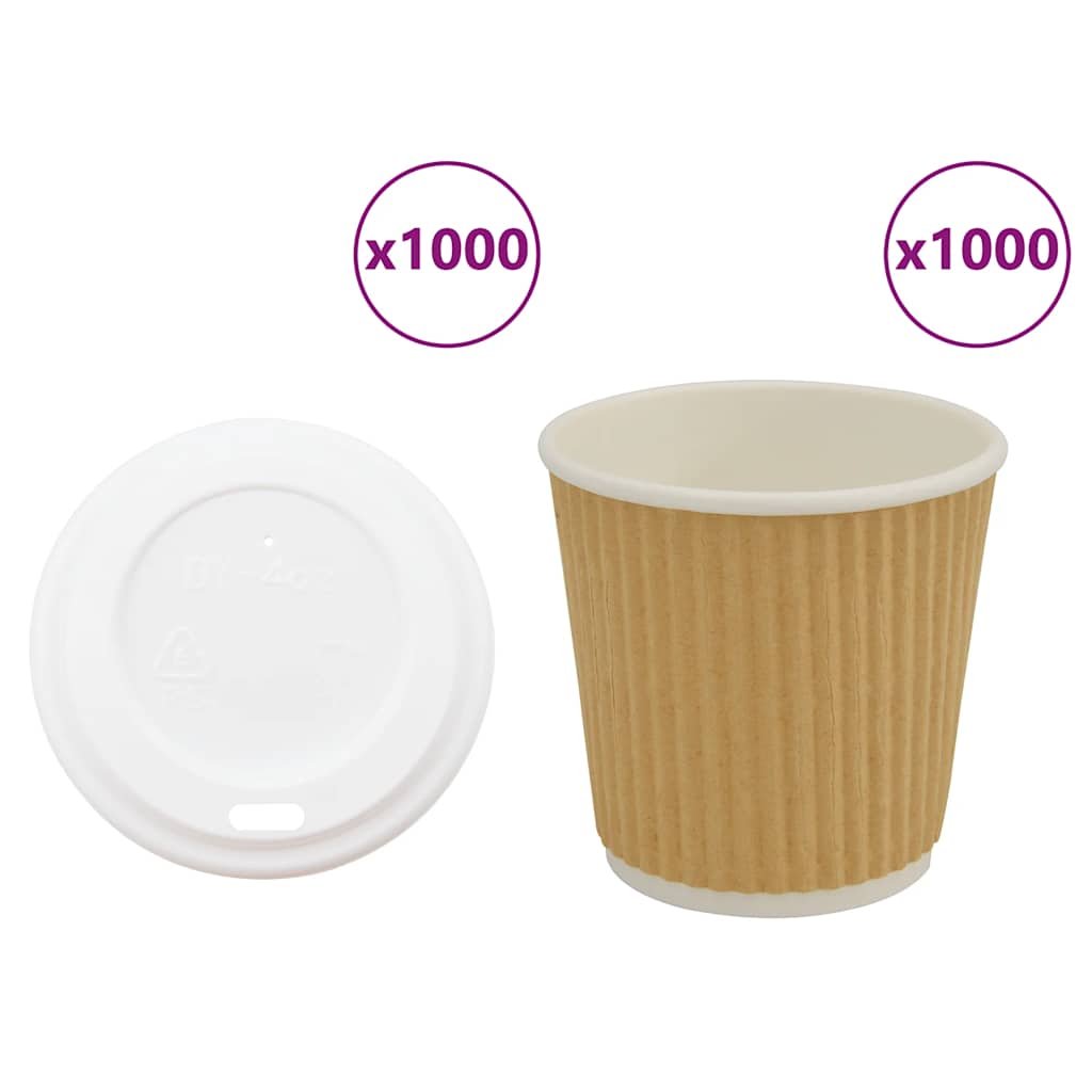 Paper Coffee Cups With Lids 1000 Pcs 8Oz 200Ml
