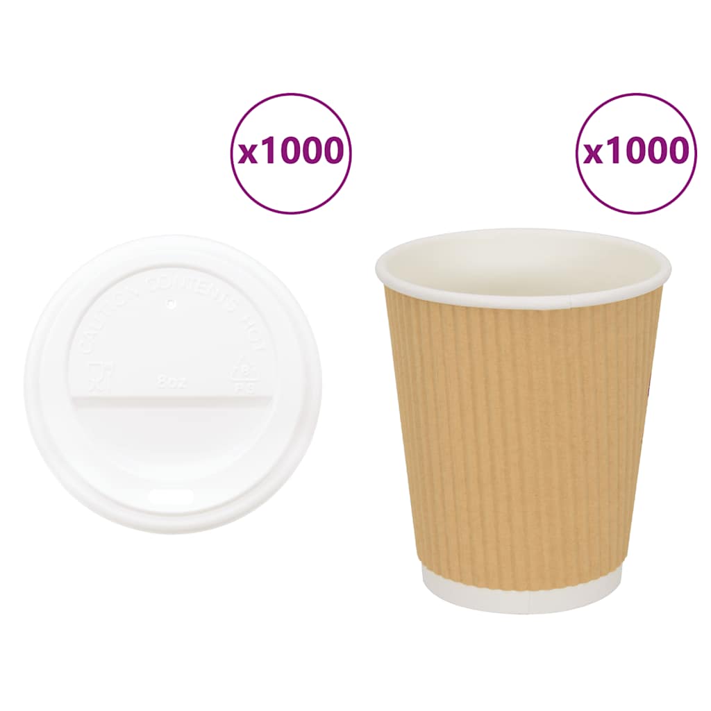 Paper Coffee Cups With Lids 1000 Pcs 8Oz 200Ml