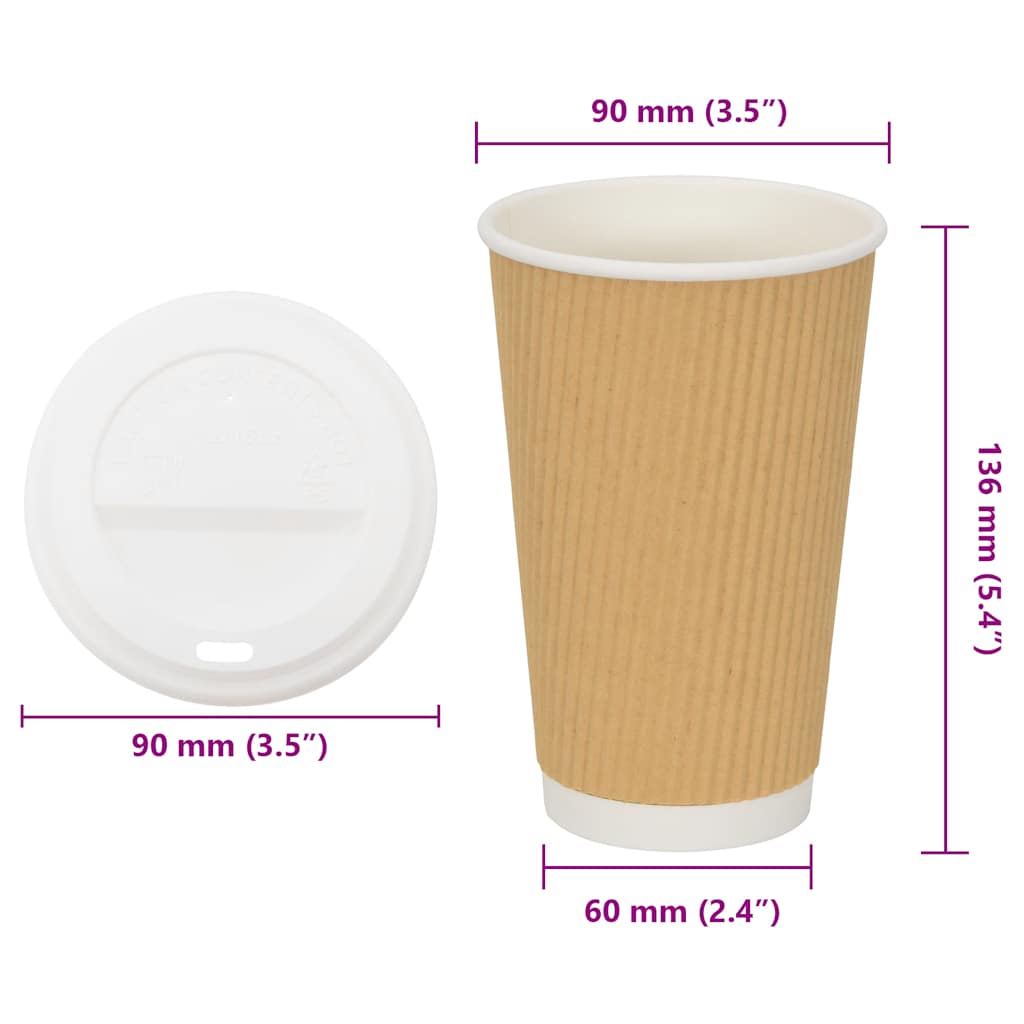 Paper Coffee Cups with Lids 1000 pcs 16oz 400ml