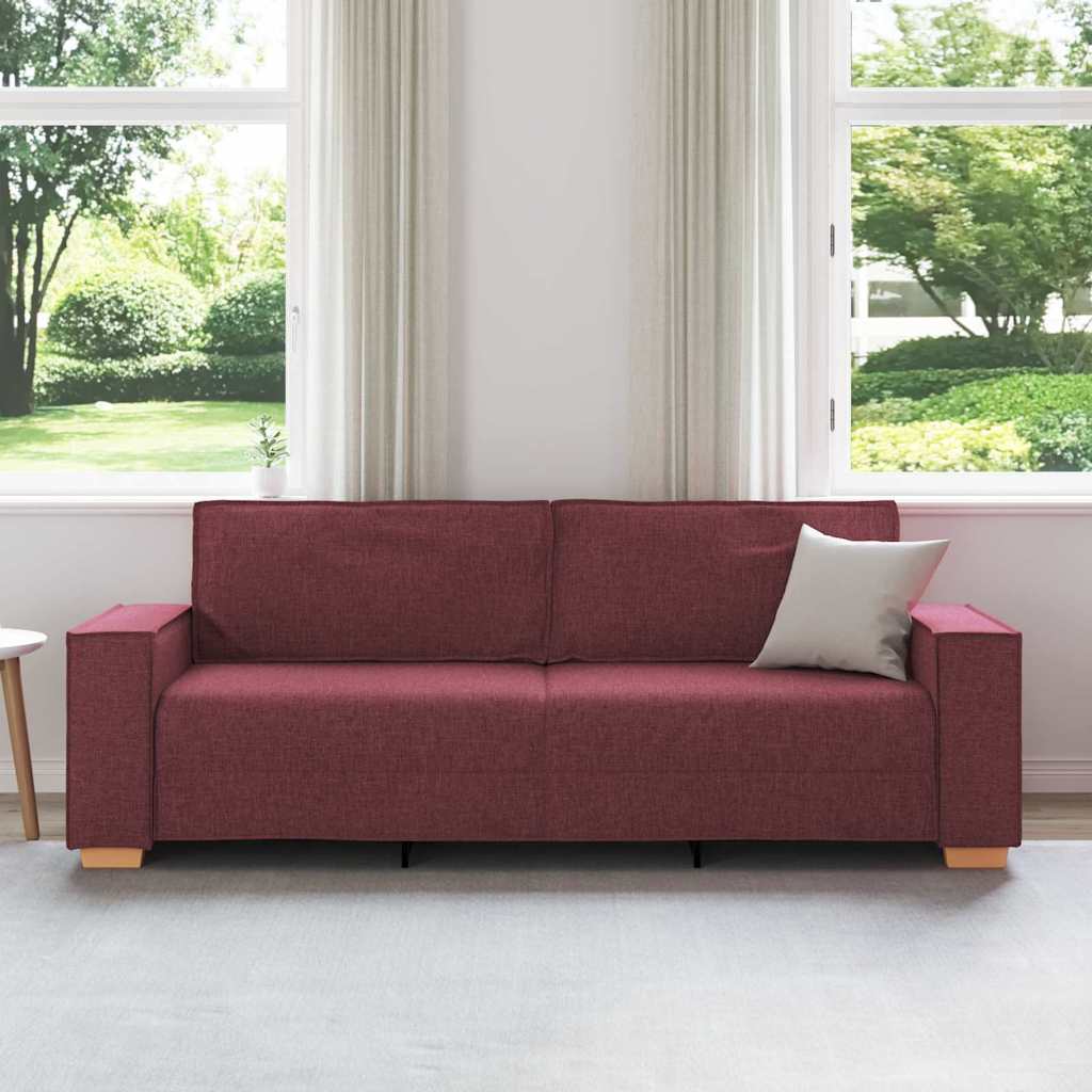 3-Seater Sofa with Cushion Wine red 220 x 78 x 84 cm Fabric