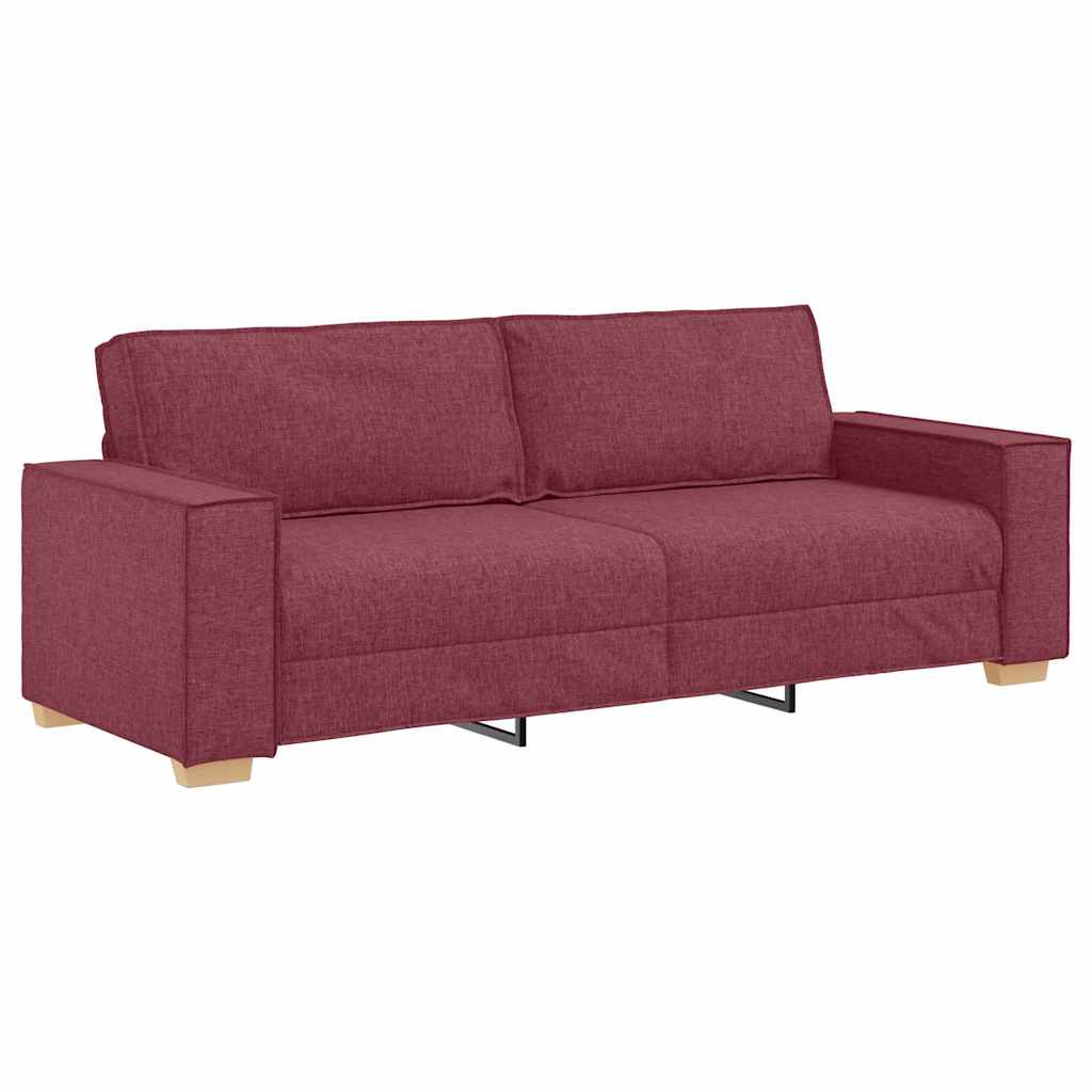 3-Seater Sofa with Cushion Wine red 220 x 78 x 84 cm Fabric