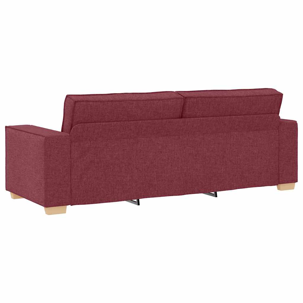 3-Seater Sofa with Cushion Wine red 220 x 78 x 84 cm Fabric
