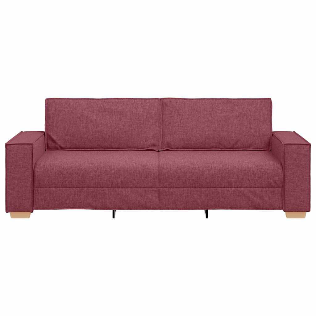 3-Seater Sofa with Cushion Wine red 220 x 78 x 84 cm Fabric
