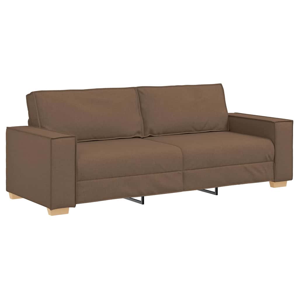 3-Seater Sofa with Cushion Brown 220 x 78 x 84 cm Fabric