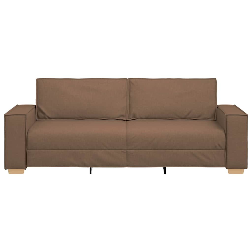 3-Seater Sofa with Cushion Brown 220 x 78 x 84 cm Fabric