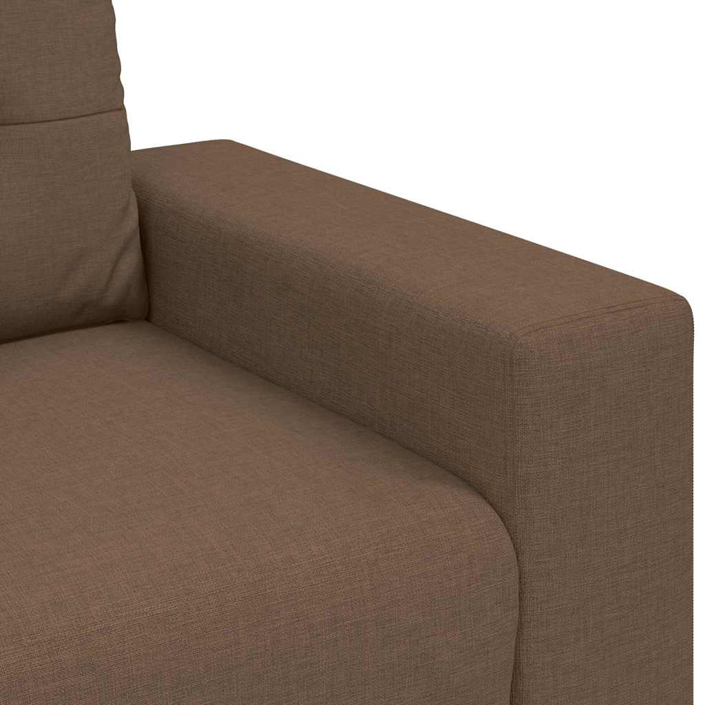 3-Seater Sofa with Cushion Brown Fabric