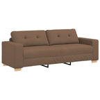 3-Seater Sofa with Cushion Brown Fabric