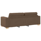 3-Seater Sofa with Cushion Brown Fabric