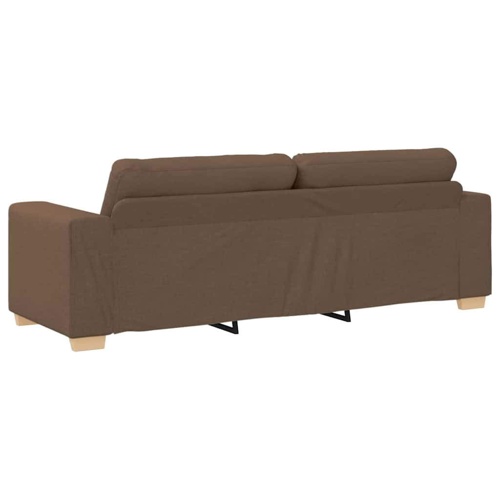 3-Seater Sofa with Cushion Brown Fabric