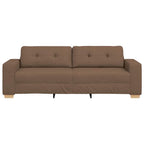 3-Seater Sofa with Cushion Brown Fabric