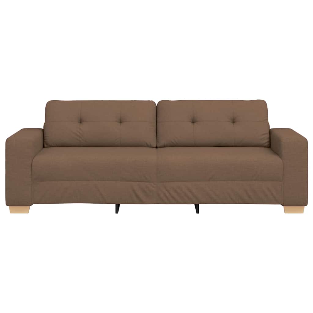 3-Seater Sofa with Cushion Brown Fabric
