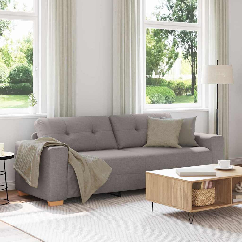 3-Seater Sofa with Cushion Taupe Fabric