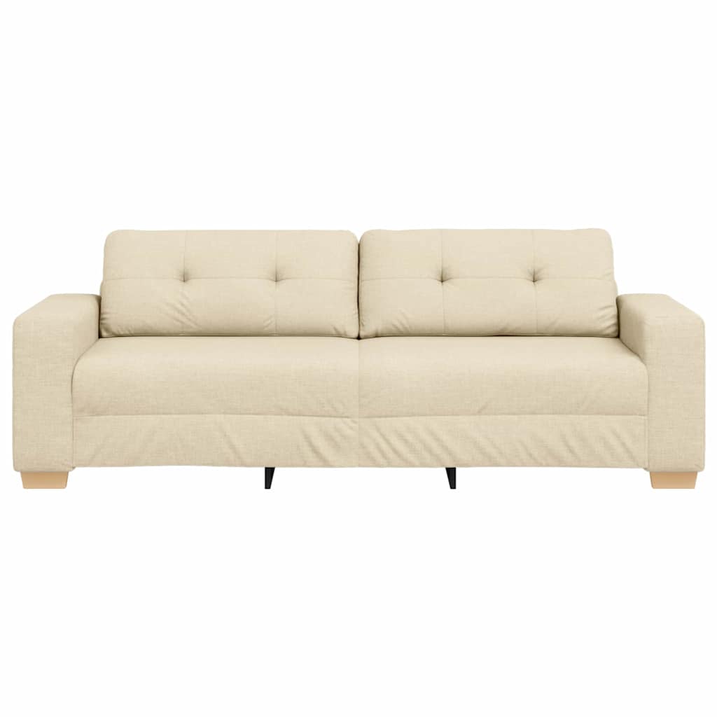 3-Seater Sofa with Cushion Cream Fabric
