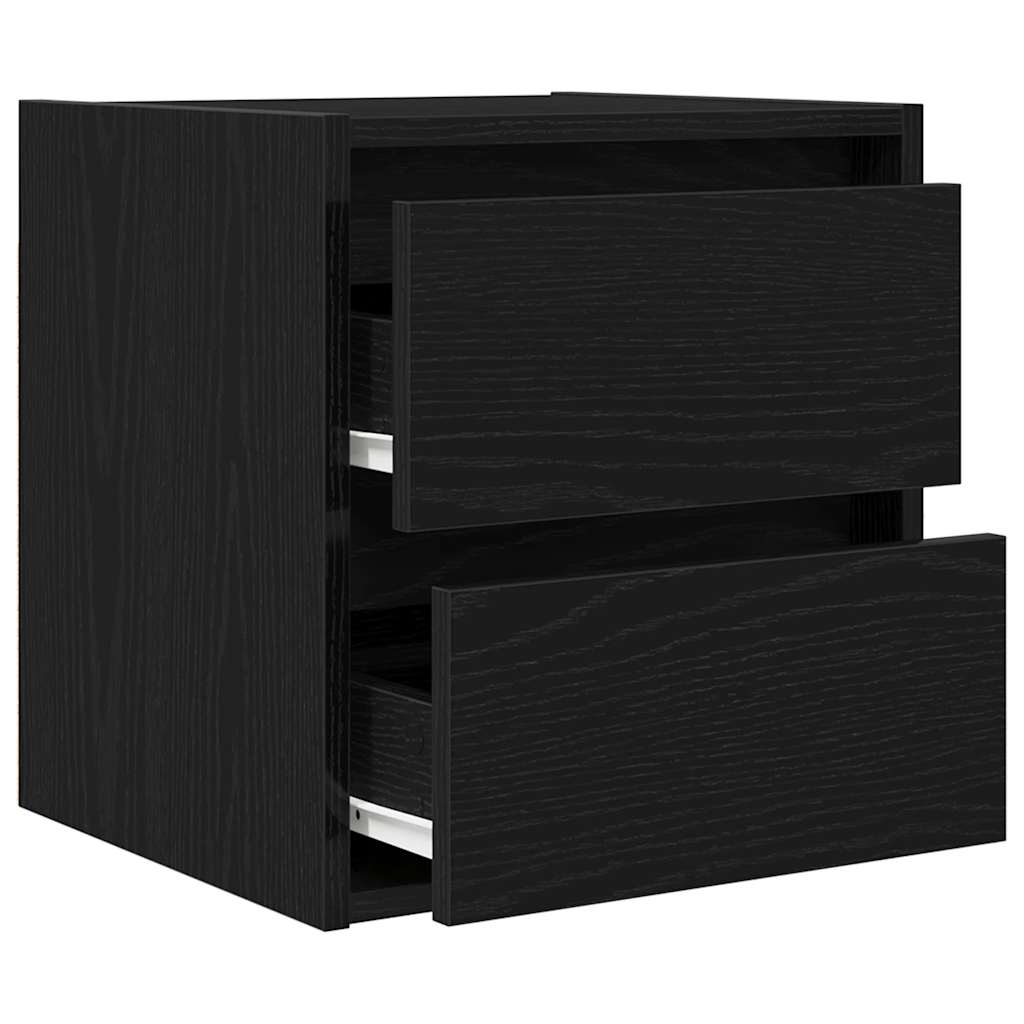 Wall-mounted Bedside Cabinet Black Oak 38x34x40 cm