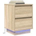 Bedside Cabinet with LED Lights Sonoma Oak 38x34x50 cm