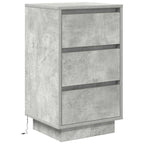 Bedside Cabinet with LED Lights Concrete Grey 38x34x65 cm