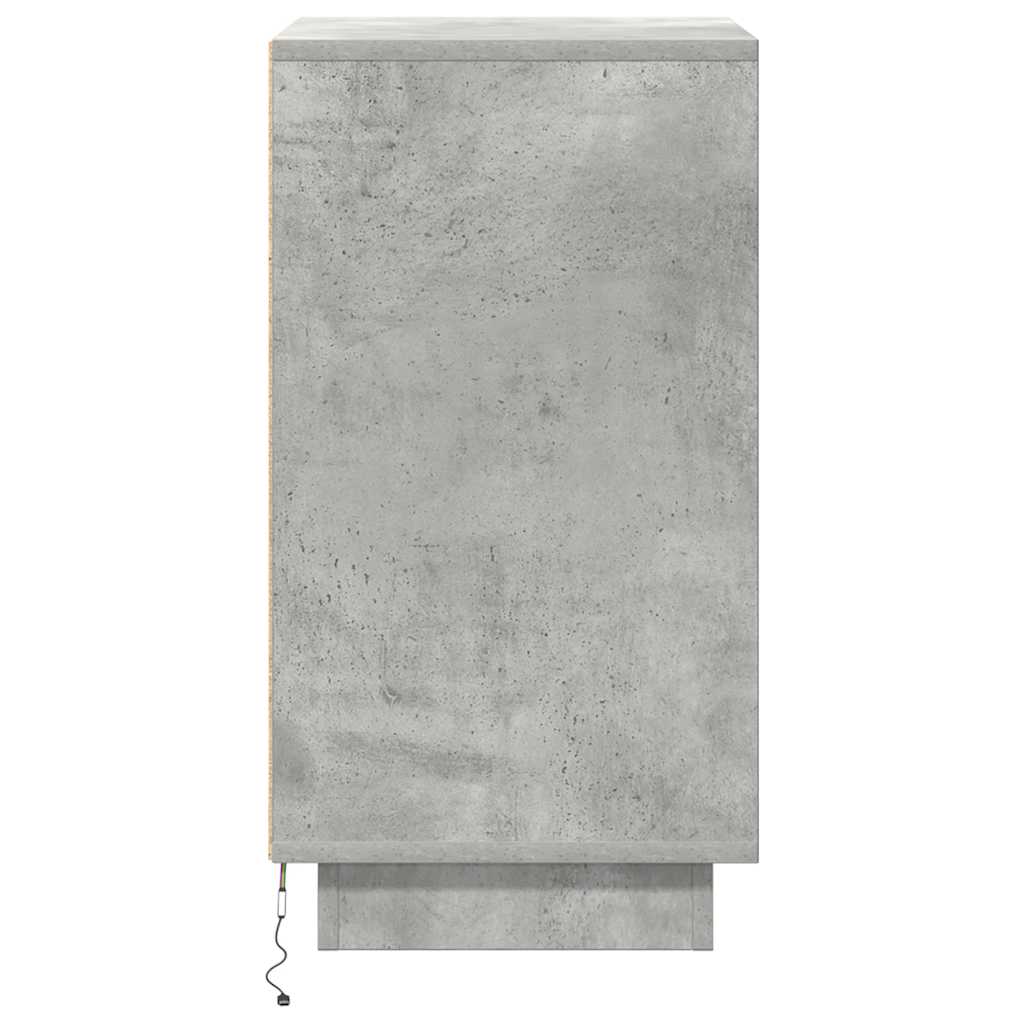 Bedside Cabinet with LED Lights Concrete Grey 38x34x65 cm