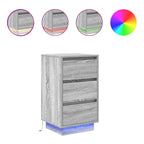 Bedside Cabinet with LED Lights Grey Sonoma 38x34x65 cm