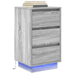 Bedside Cabinet with LED Lights Grey Sonoma 38x34x65 cm