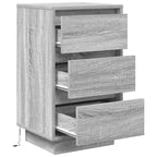 Bedside Cabinet with LED Lights Grey Sonoma 38x34x65 cm