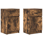 Bedside Cabinets 2 pcs Smoked Oak 39x35x65 cm Engineered Wood
