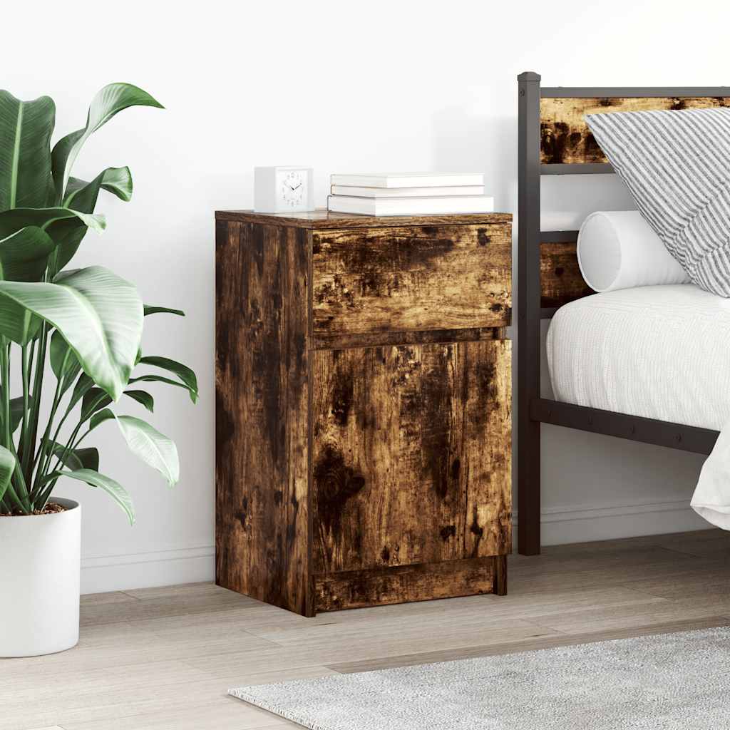Bedside Cabinets 2 pcs Smoked Oak 39x35x65 cm Engineered Wood